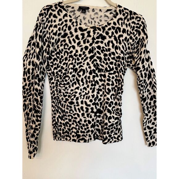 Ann Taylor Women''s Small Animal Print Silk/Cotton Cardigan - Picture 3 of 7